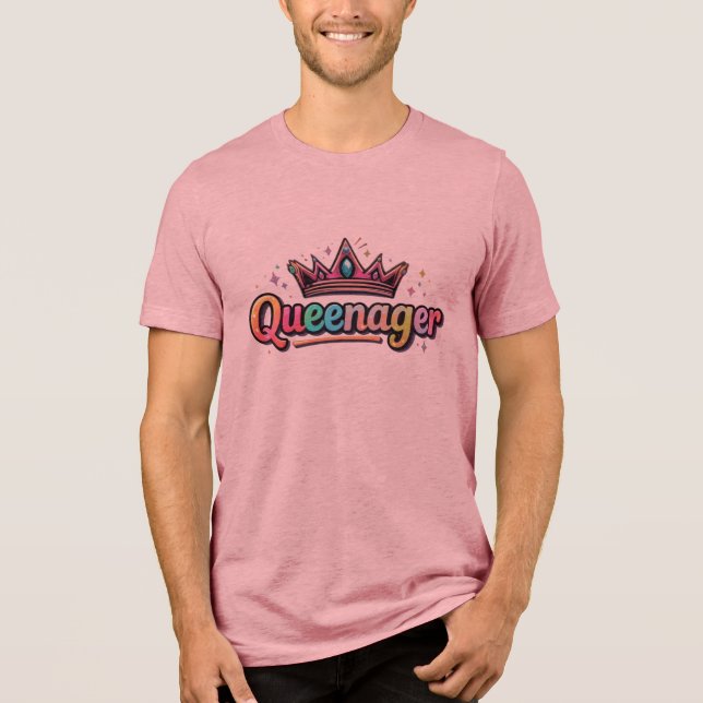 Queenager Retro Aesthetic – Funny Empowering Gift Tri-Blend Shirt (Front)