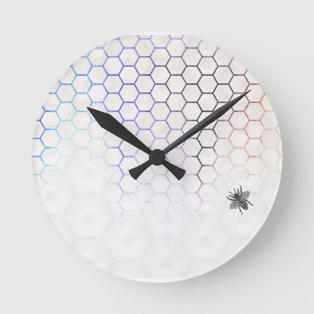 QueenBee in Colorfull Honeycomb Round Clock (Front)