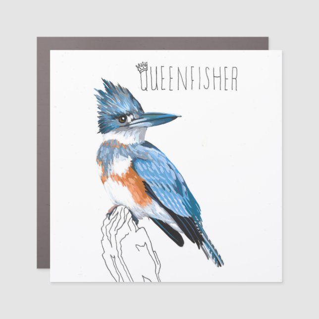 Queenfisher (Belted Kingfisher) Car Magnet (Front)