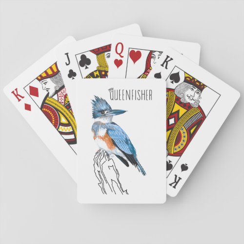 Queenfisher Belted Kingfisher Playing Cards