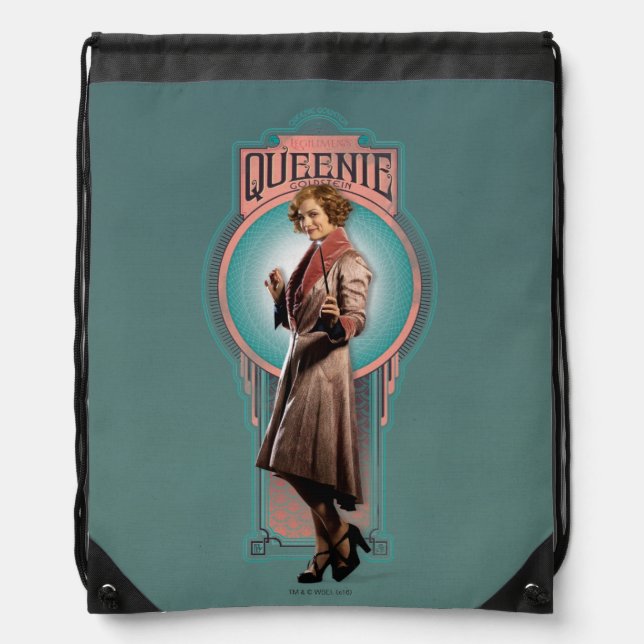 QUEENIE GOLDSTEIN™ Art Deco Panel Drawstring Bag (Front)