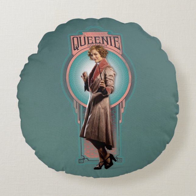 QUEENIE GOLDSTEIN™ Art Deco Panel Round Pillow (Front)