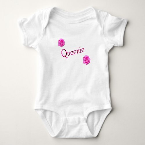Queenie Name With Pink Roses Baby Bodysuit