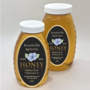 Queenline 16 And 32oz Honey Black Gold With Flower Oval Sticker by BeekeepingSupplies at Zazzle