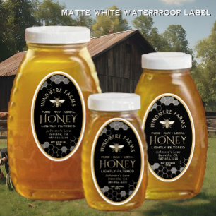 Queenline Honey 8/16/32oz Honeycomb Bee Vinyl Sticker