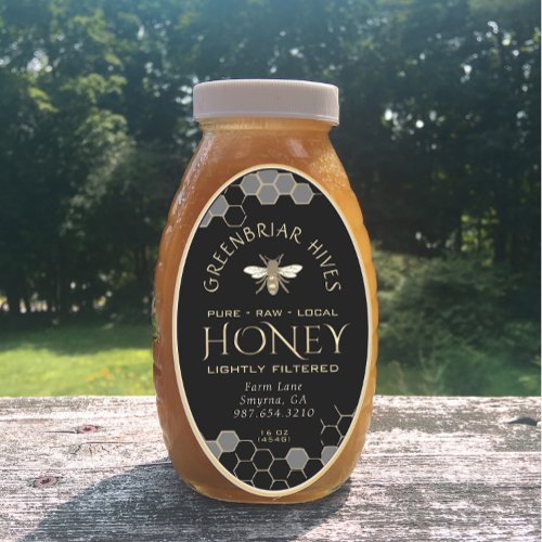Queenline Honey Label 1632oz Honeycomb Bee Black