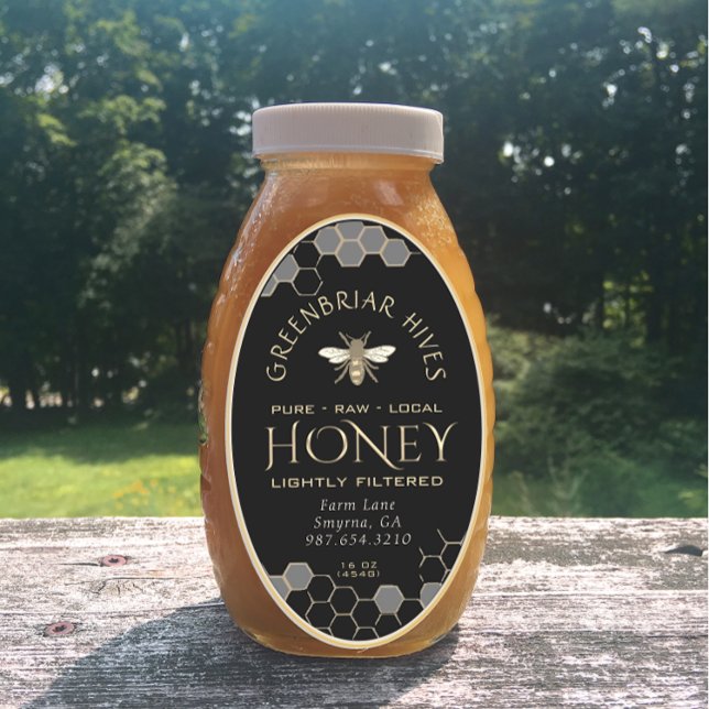 Queenline Honey Label 16/32oz Honeycomb Bee Black (Creator Uploaded)