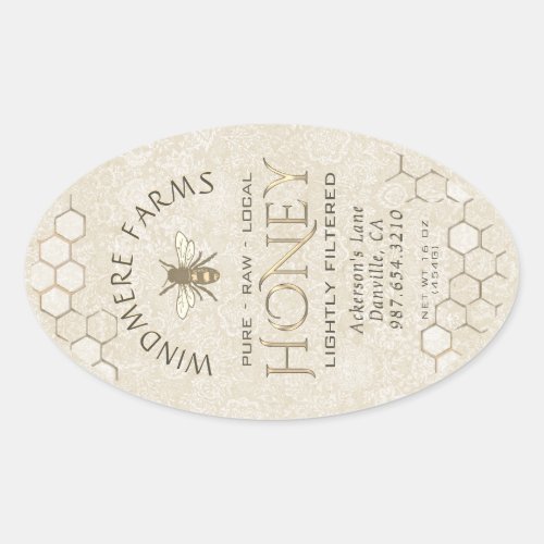 Queenline Honey Label 1632oz Honeycomb Bee Gold