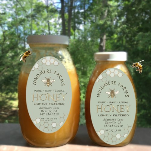 Queenline Honey Label 1632oz Honeycomb Bee Sage