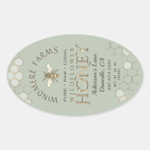 Queenline Honey Label 16/32oz Honeycomb Bee Sage