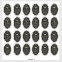 Queenline Oval Honey Label Honeycomb Bee Black