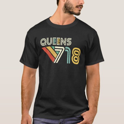 Queens 718 New York City State Vintage Queens Area T_Shirt