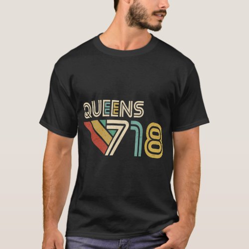 Queens 718 New York City State Vintage Queens Area T_Shirt