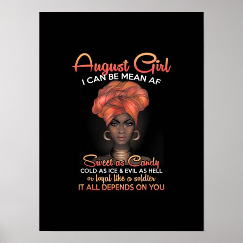 Queens Are Born In August Birthday Black Women Poster