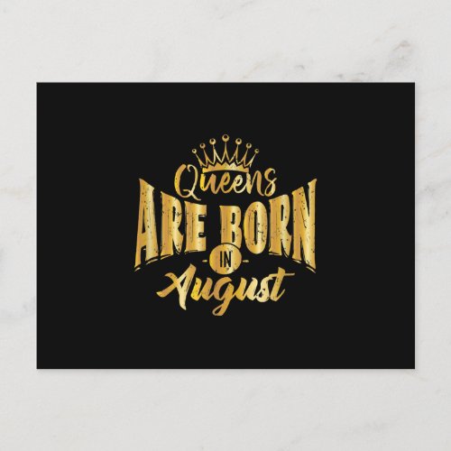 Queens Are Born In August Black Afro Woman Bday Announcement Postcard