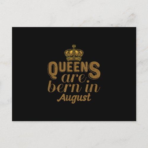 Queens Are Born In August Girl Leo Birthday Month Announcement Postcard