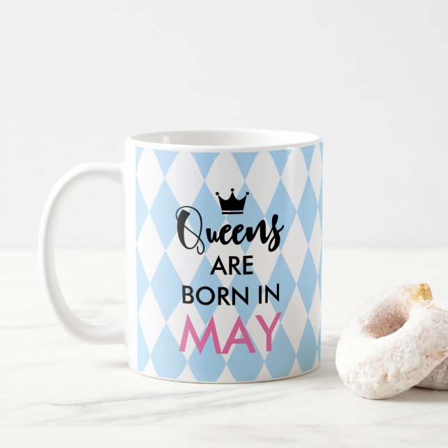 Queens are born in - Custom month and colour Coffee Mug (With Donut)