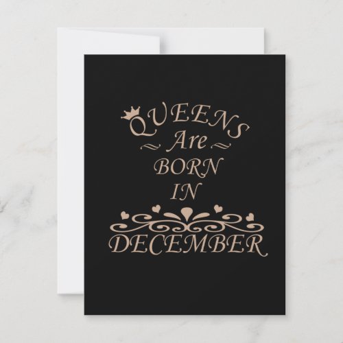 queens are born in december note card