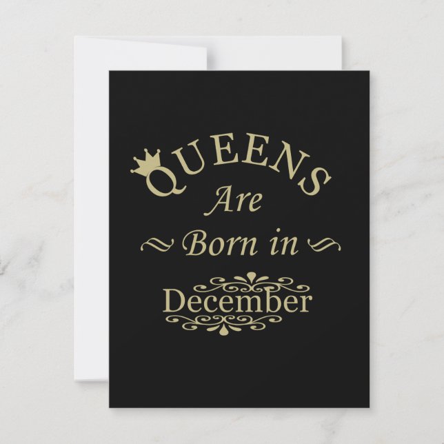Queens are born in december note card (Front)