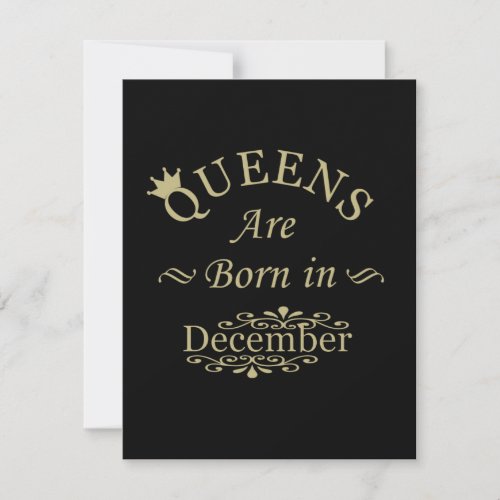 queens are born in december note card