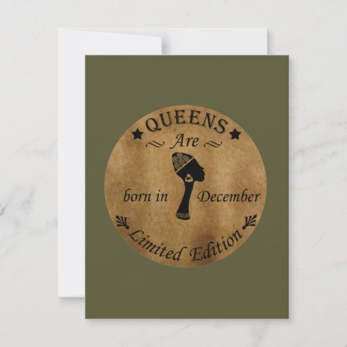 queens are born in december note card