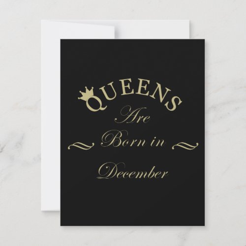 queens are born in december note card