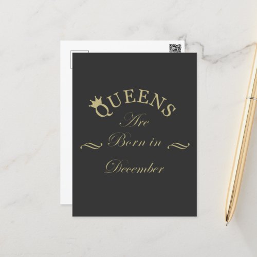 queens are born in december postcard