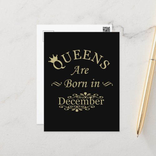 queens are born in december postcard