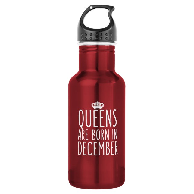 Queens are Born in December Stainless Steel Water Bottle (Front)