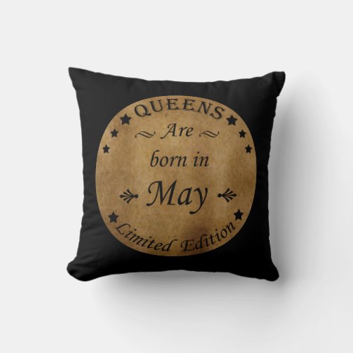 queens are born in may classic rustic retro throw pillow