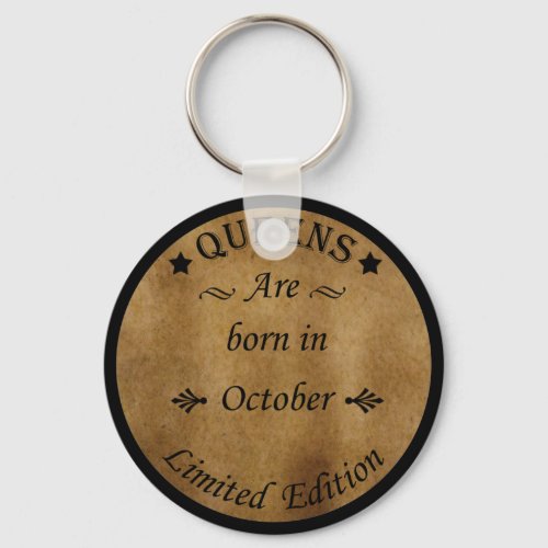 queens are born in october keychain
