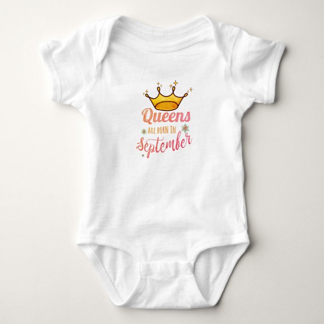 Queens Are Born In September baby cousin Birthday Baby Bodysuit (Front)