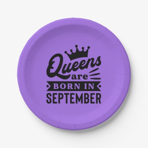 Queens are Born in September _ Purple  Black Paper Plates