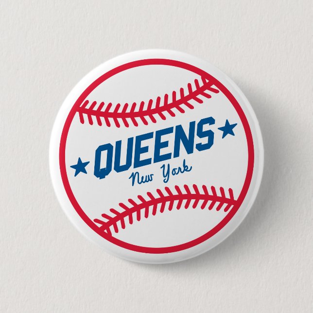 Queens Baseball Pinback Button (Front)