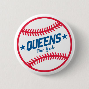 Queens Baseball Pinback Button