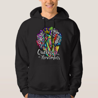 Queens Born November Scorpio Saggittarius Afro Wor Hoodie