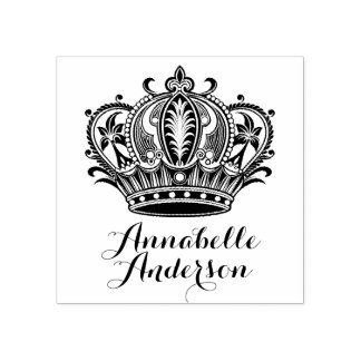 Queen's Crown Personalize Rubber Stamp