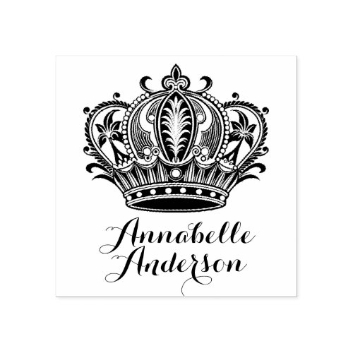 Queen's Crown Personalize Rubber Stamp