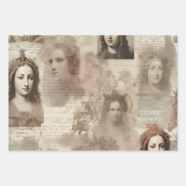 Queens & Cursive Wrapping Paper Sheets (Front)