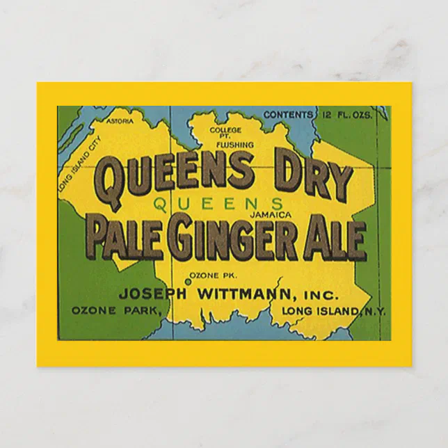 Queens Dry Pale Ginger Ale Ozone Park Postcard Zazzle