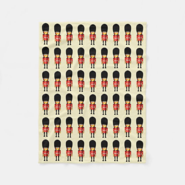 Queen's Guard Soldiers Cartoon Fleece Blanket (Front)