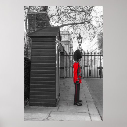 Queens Guard standing guard at Clarence House Poster
