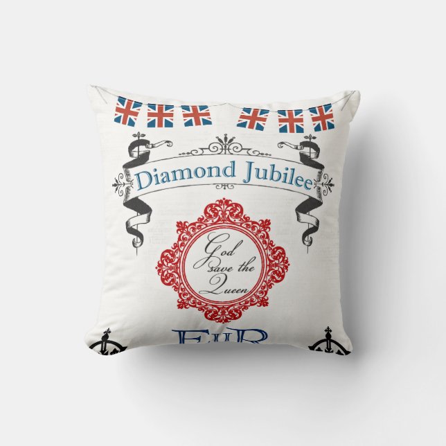 Queen's Jubilee Throw Pillow (Front)