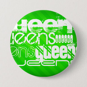 Queens; Neon Green Stripes Button