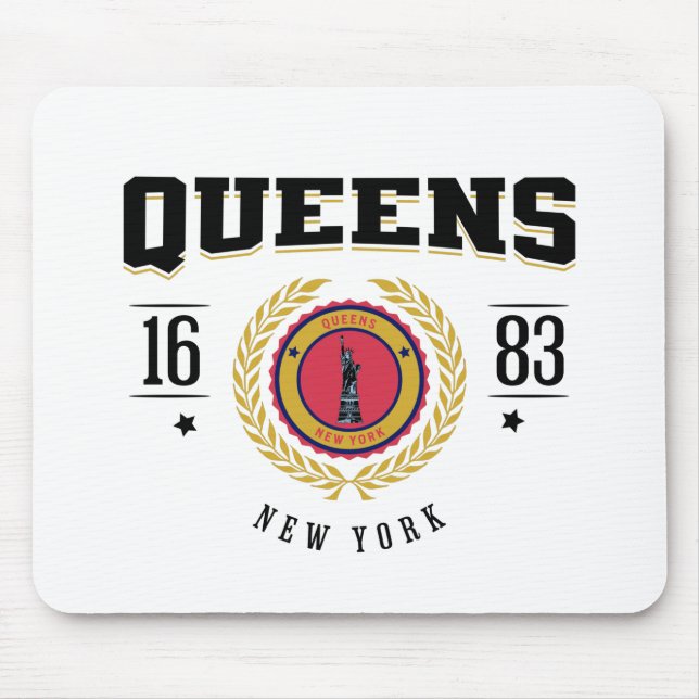 Queens New York 1683 Black Mouse Pad (Front)