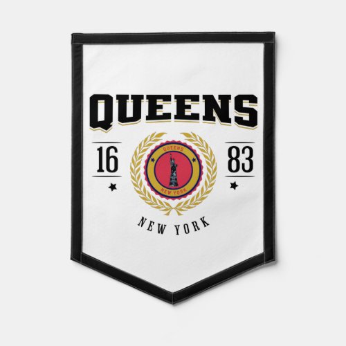 Queens New York 1683 Black  Pennant