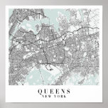 Queens New York Blue Water Street Map Poster<br><div class="desc">Queens New York Blue Water Street Map</div>