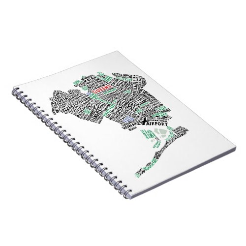 Queens New York City Word Art Map Notebook