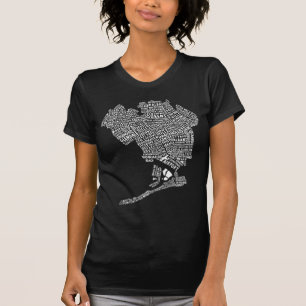 Queens New York City Word Art Map T-Shirt