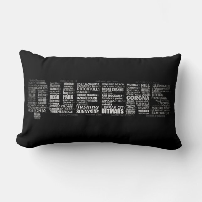 Queens New York Typography Pillow (Front)